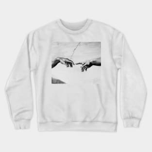 The Creation of Adam - Sistine Chapel near-touching hands of God and Adam Red Colorized Crewneck Sweatshirt